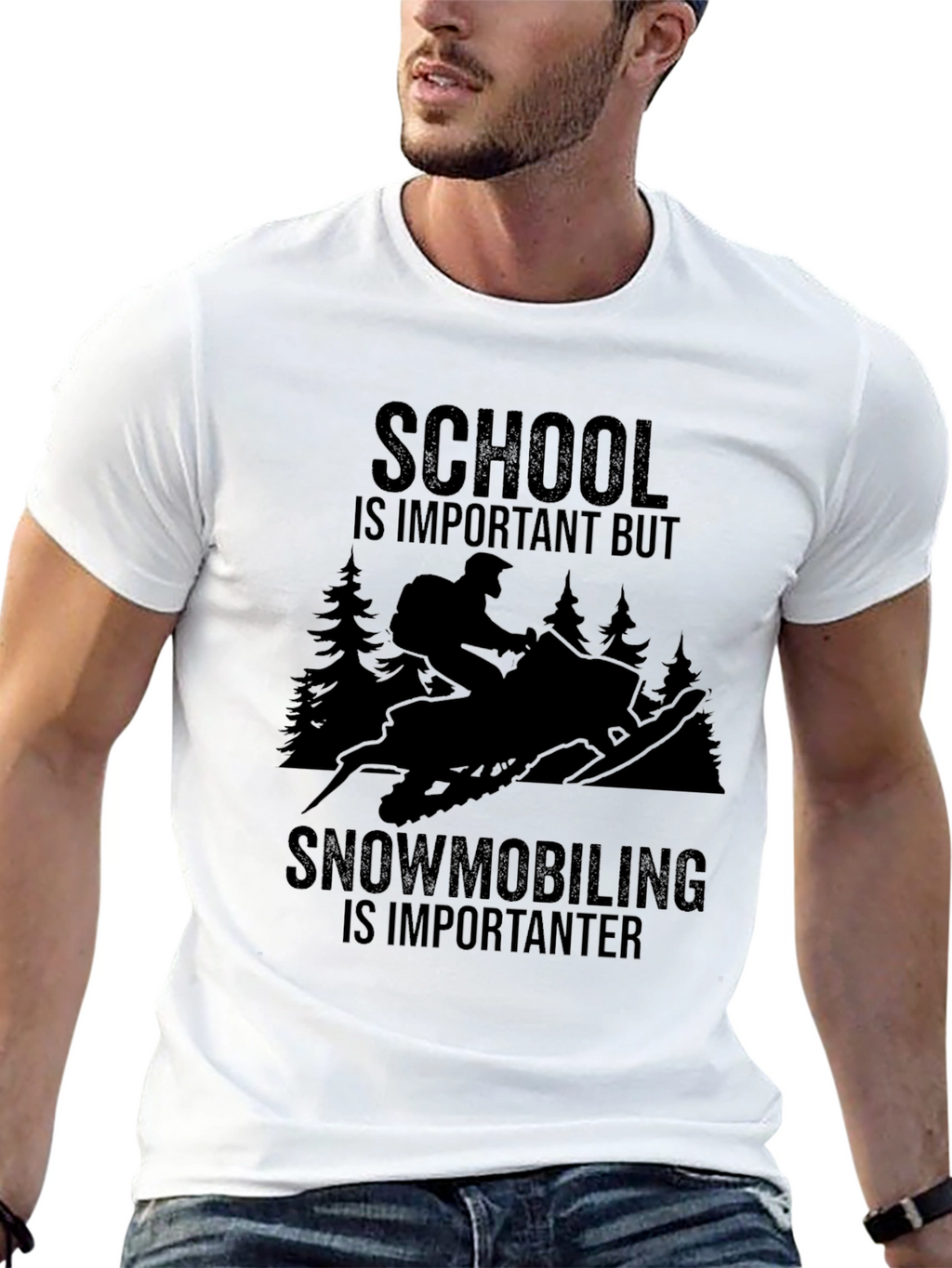 Snowmobiling is Importanter Black T-Shirt