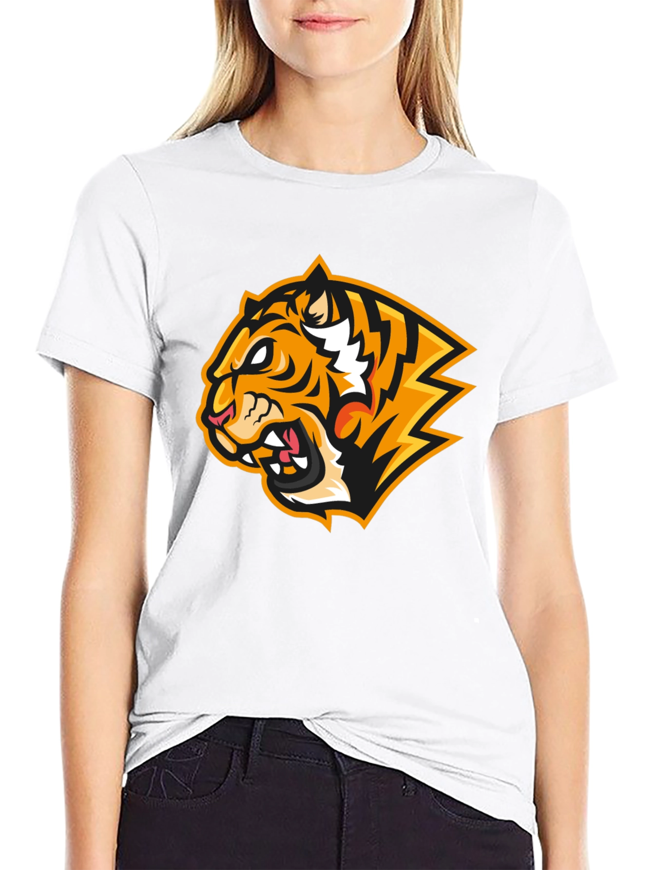 Fierce Tiger Graphic Print Black T-Shirt