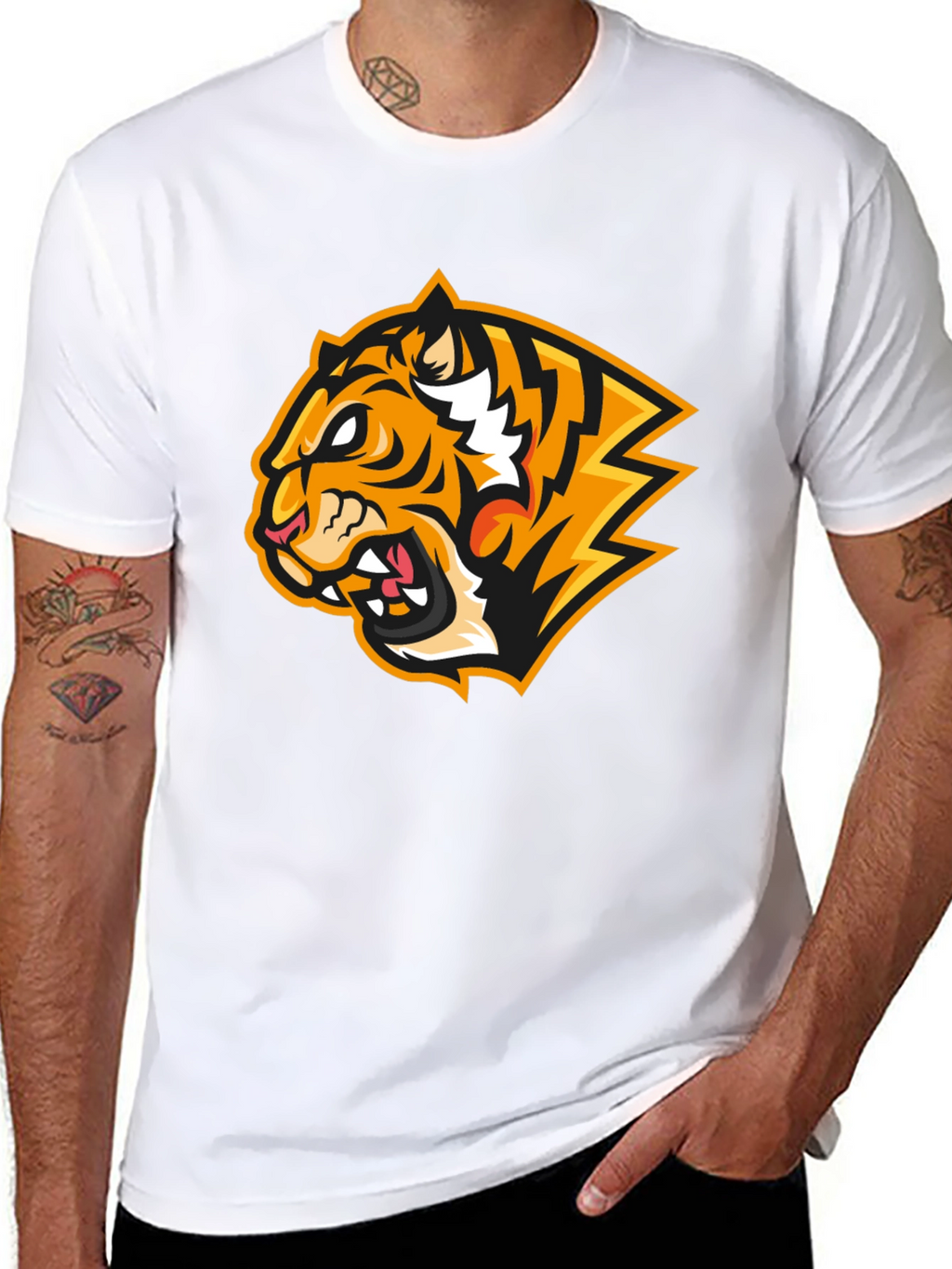 Fierce Tiger Graphic Print Black T-Shirt