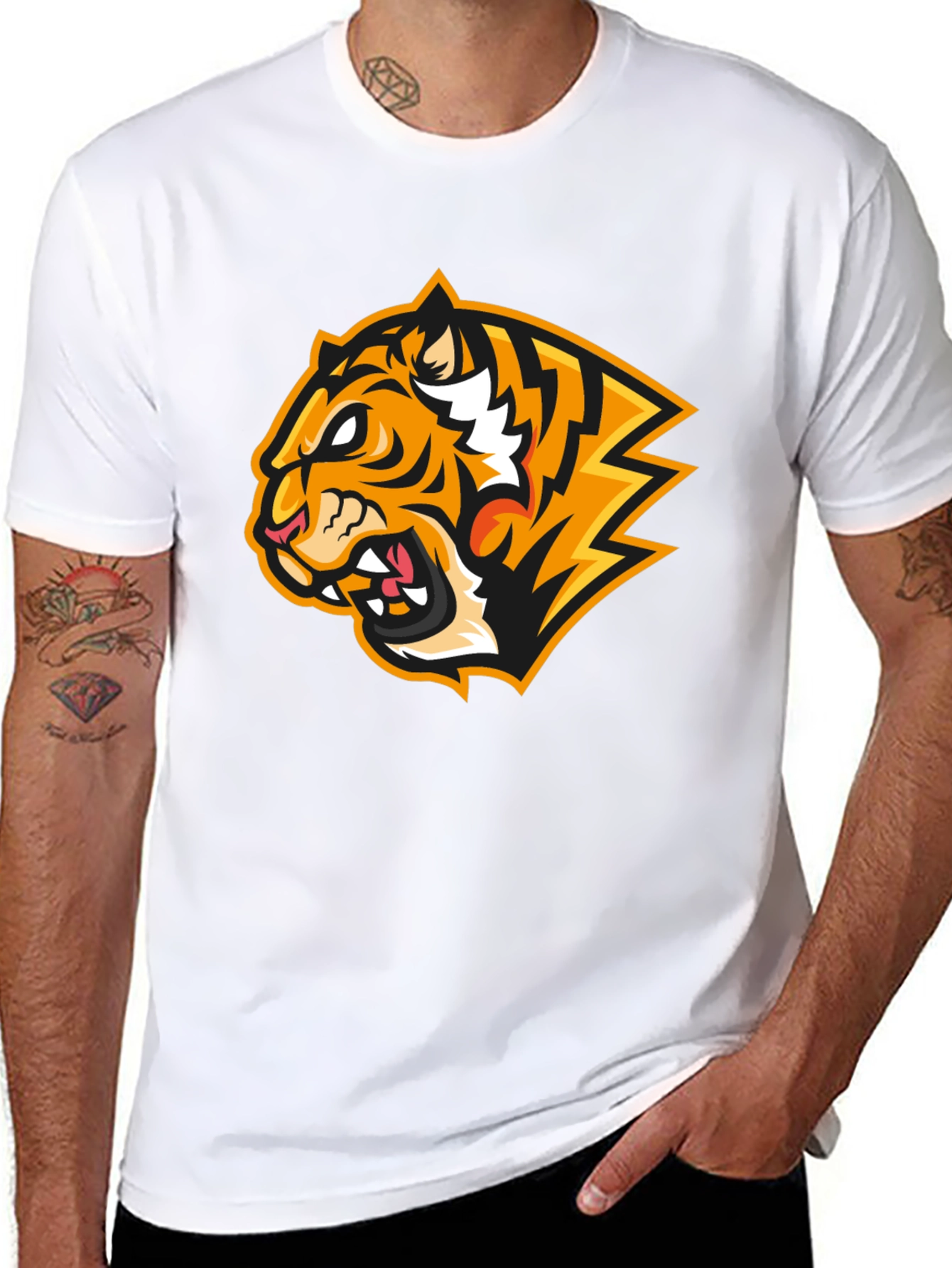 Fierce Tiger Graphic Print Black T-Shirt
