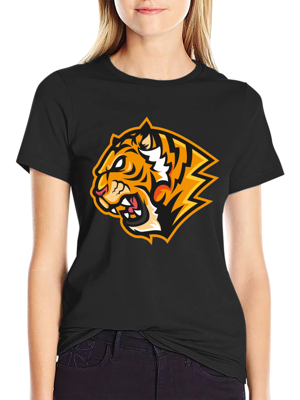 Fierce Tiger Graphic Print Black T-Shirt