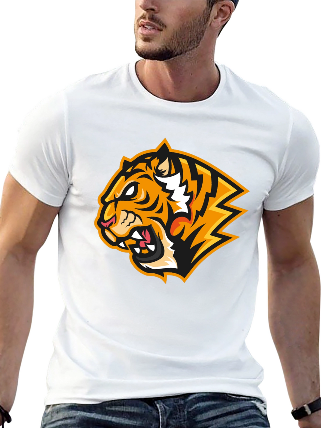 Fierce Tiger Graphic Print Black T-Shirt