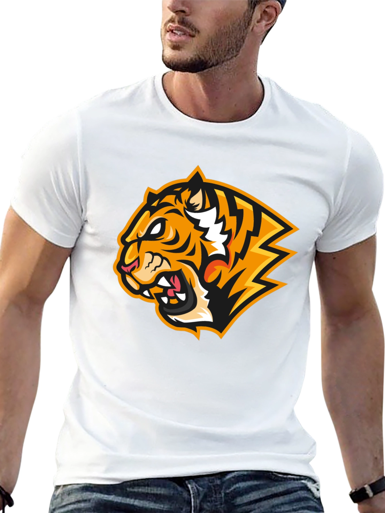 Fierce Tiger Graphic Print Black T-Shirt