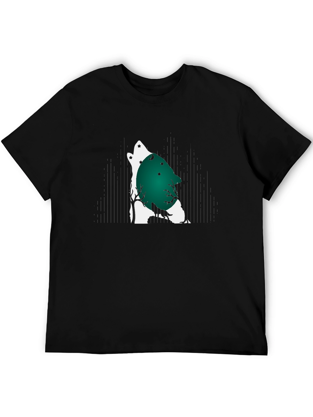 Wolf Howl Moon Graphic Tee - Black Cotton Blend