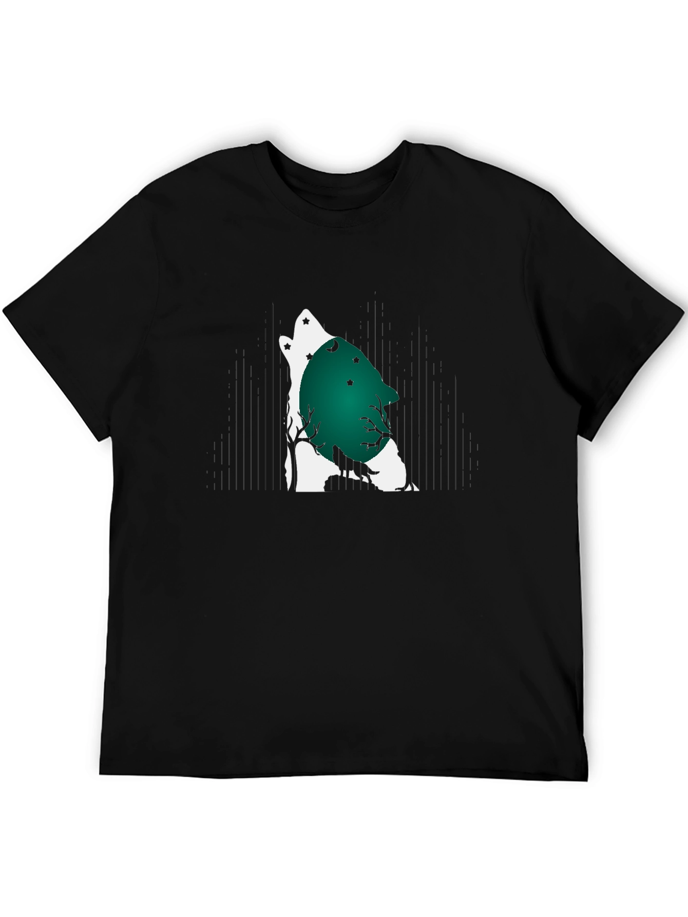 Wolf Howl Moon Graphic Tee - Black Cotton Blend