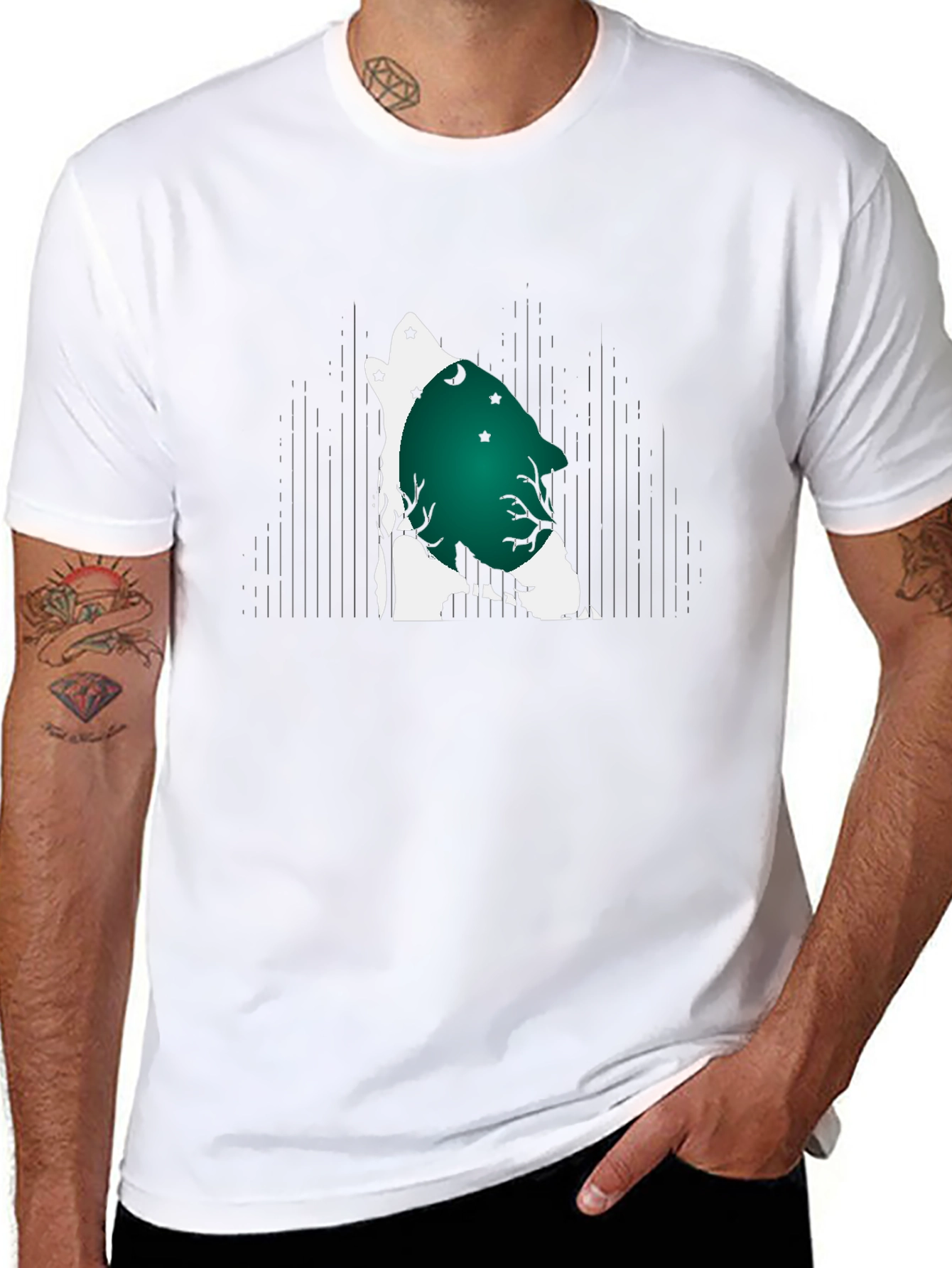 Wolf Howl Moon Graphic Tee - Black Cotton Blend