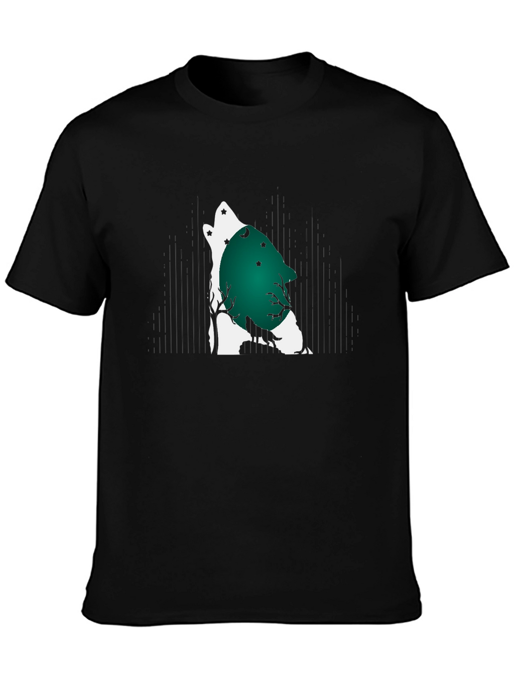 Wolf Howl Moon Graphic Tee - Black Cotton Blend
