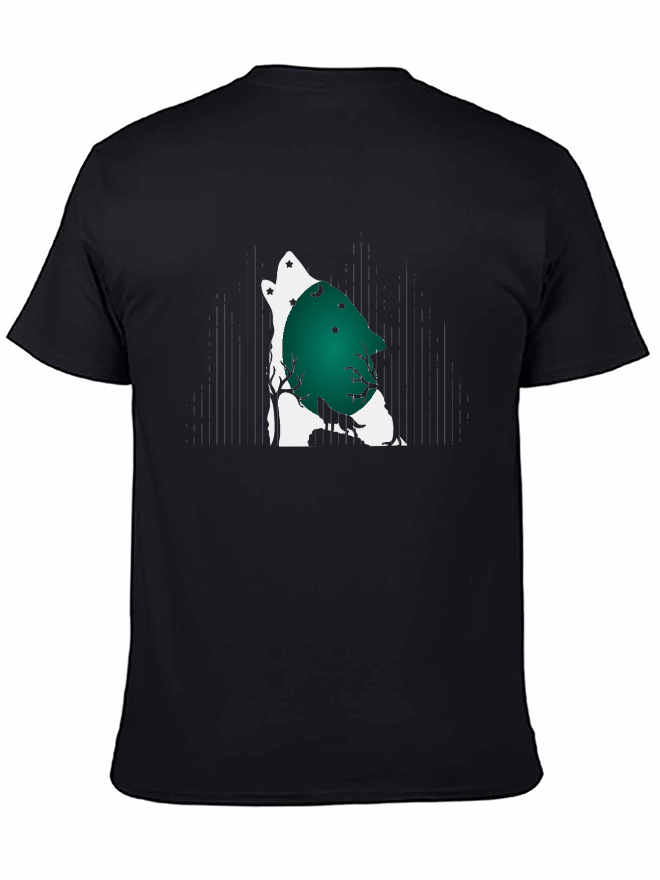 Wolf Howl Moon Graphic Tee - Black Cotton Blend