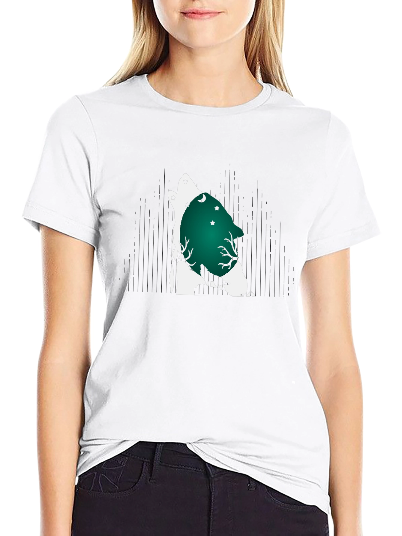 Wolf Howl Moon Graphic Tee - Black Cotton Blend