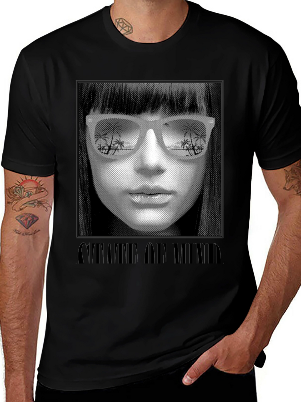 State of Mind Graphic Print Black T-Shirt