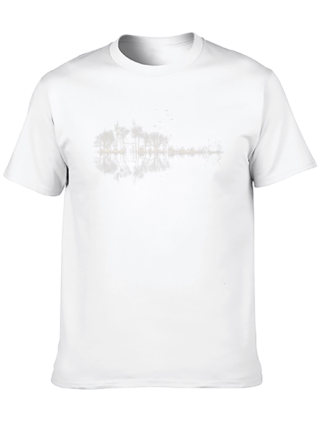 Nature Guitar Reflection Black T-Shirt