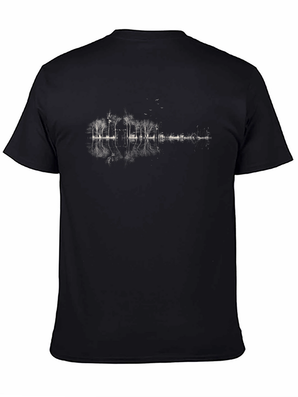 Nature Guitar Reflection Black T-Shirt