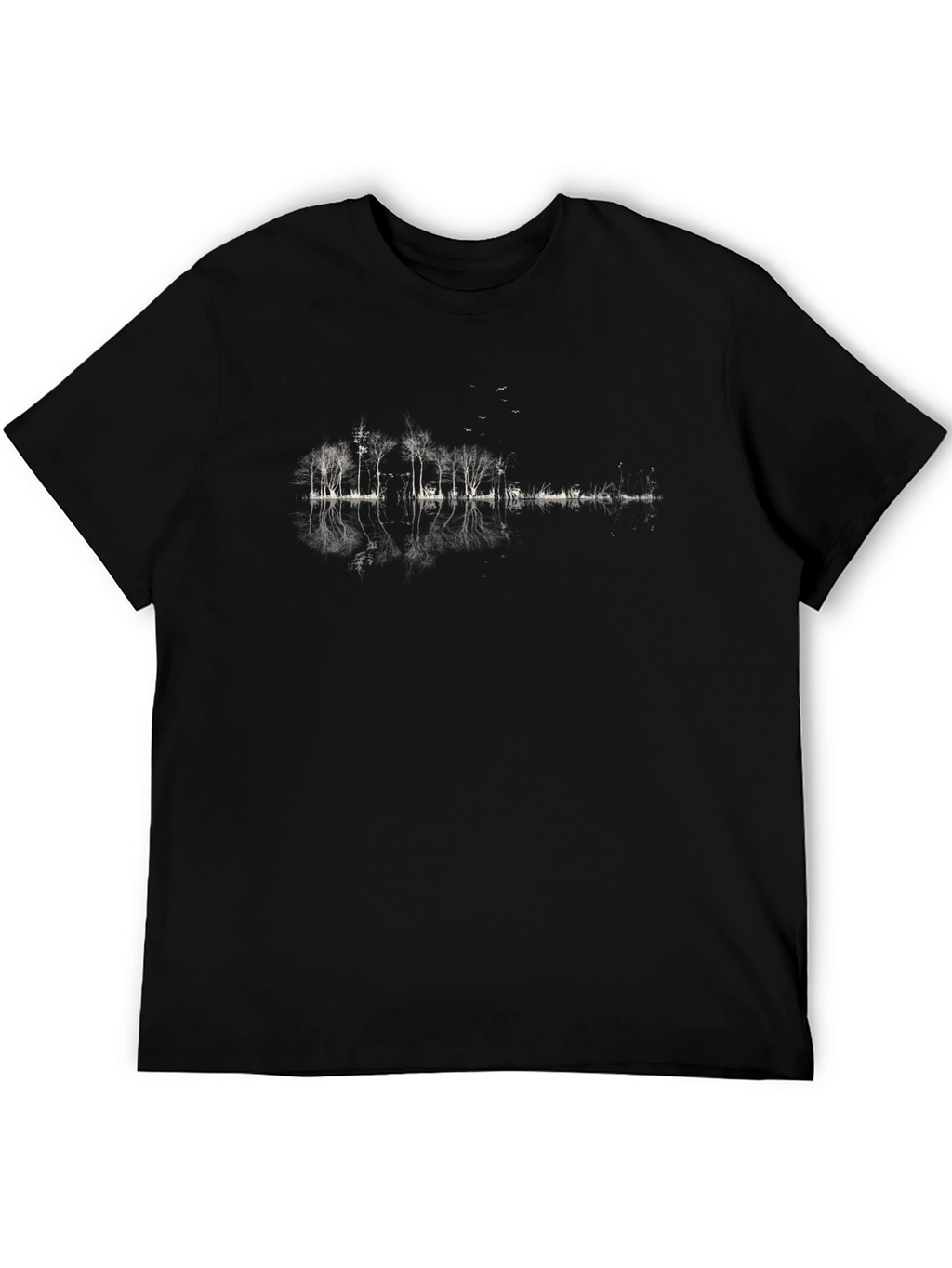 Nature Guitar Reflection Black T-Shirt