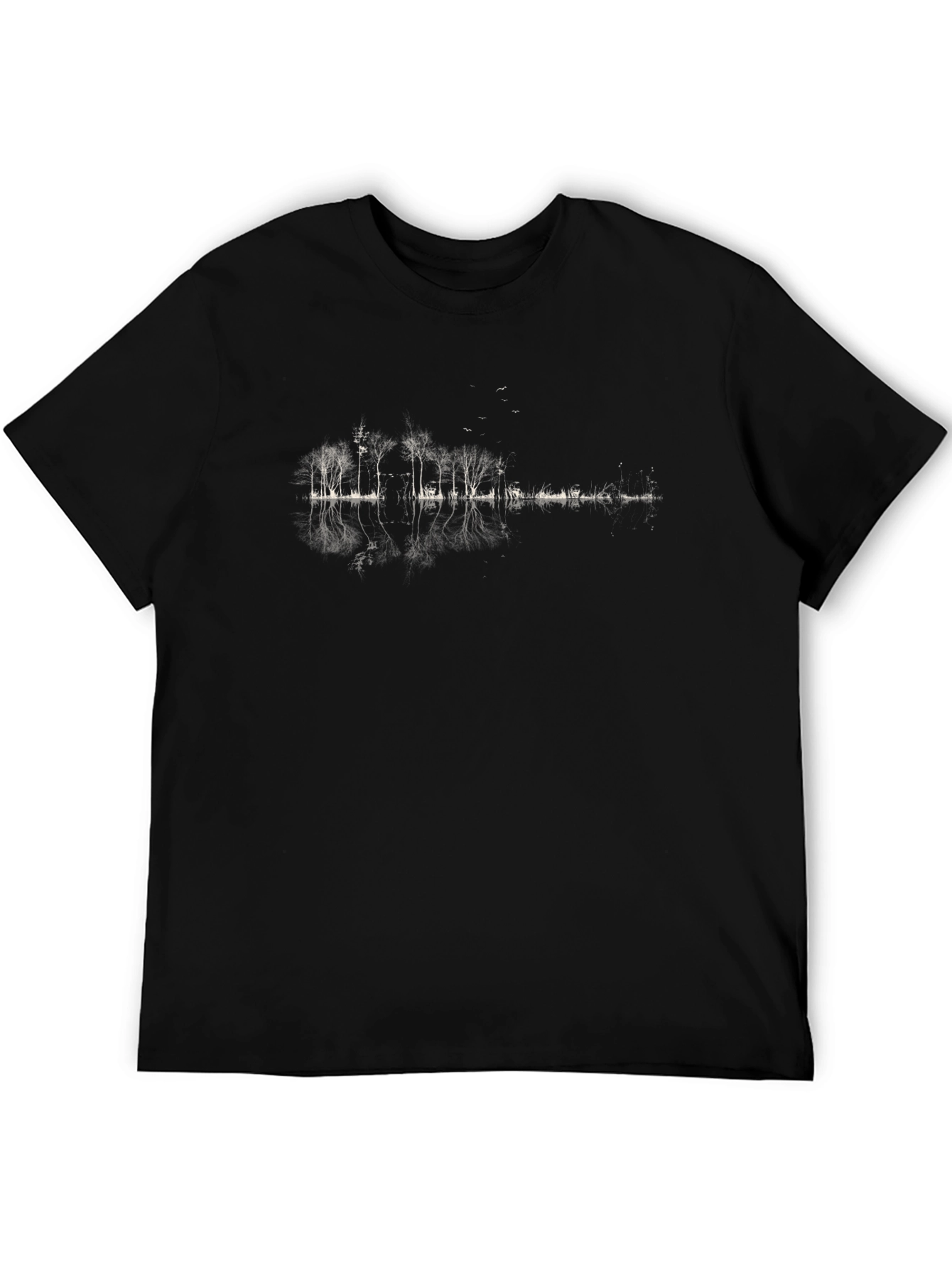 Nature Guitar Reflection Black T-Shirt