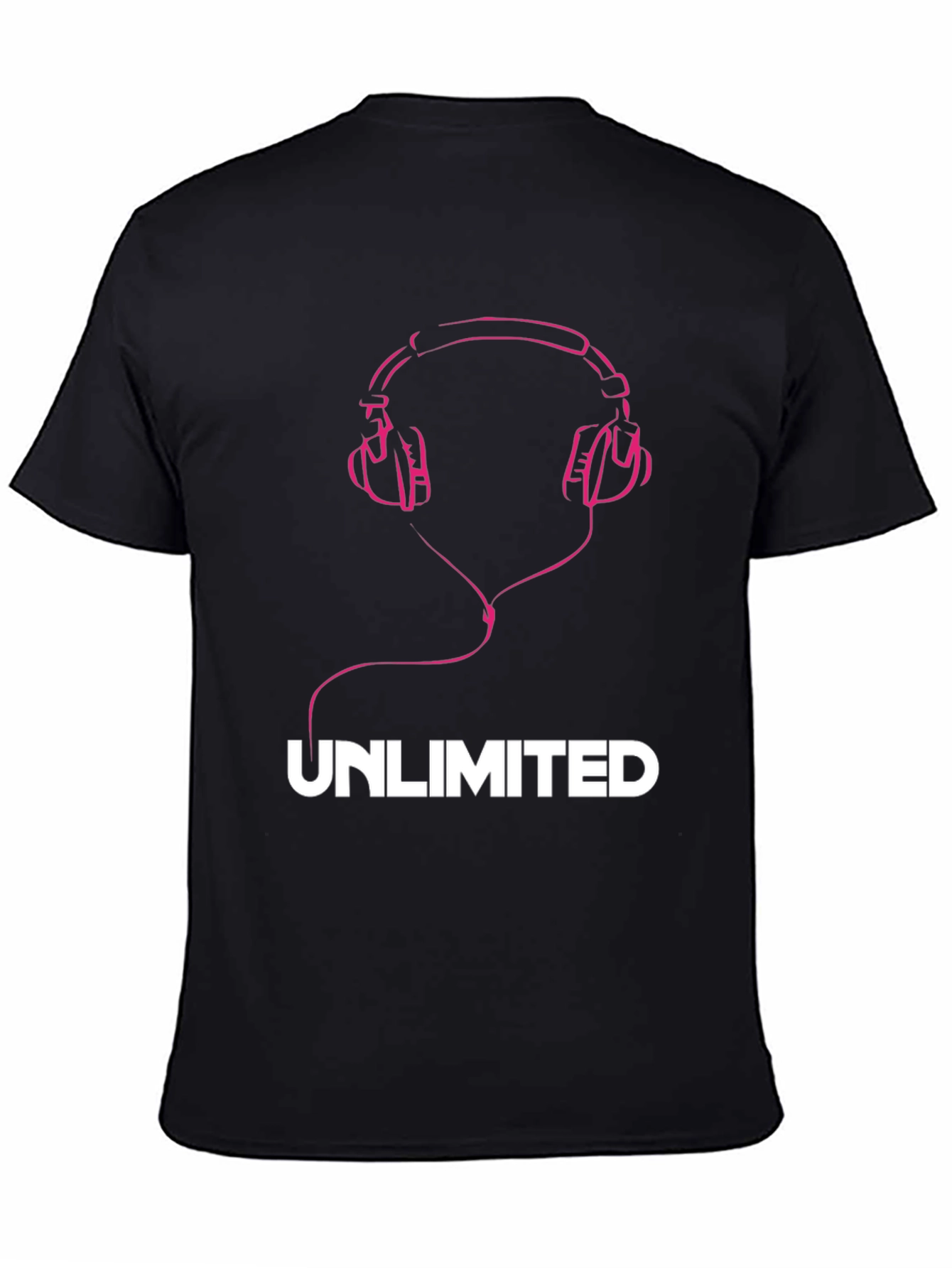 Unlimited Music Tee - Pink Headphones Graphic T-Shirt