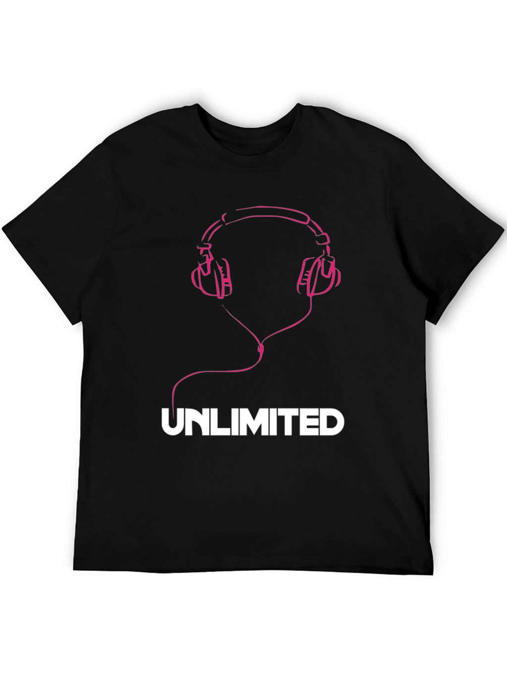 Unlimited Music Tee - Pink Headphones Graphic T-Shirt