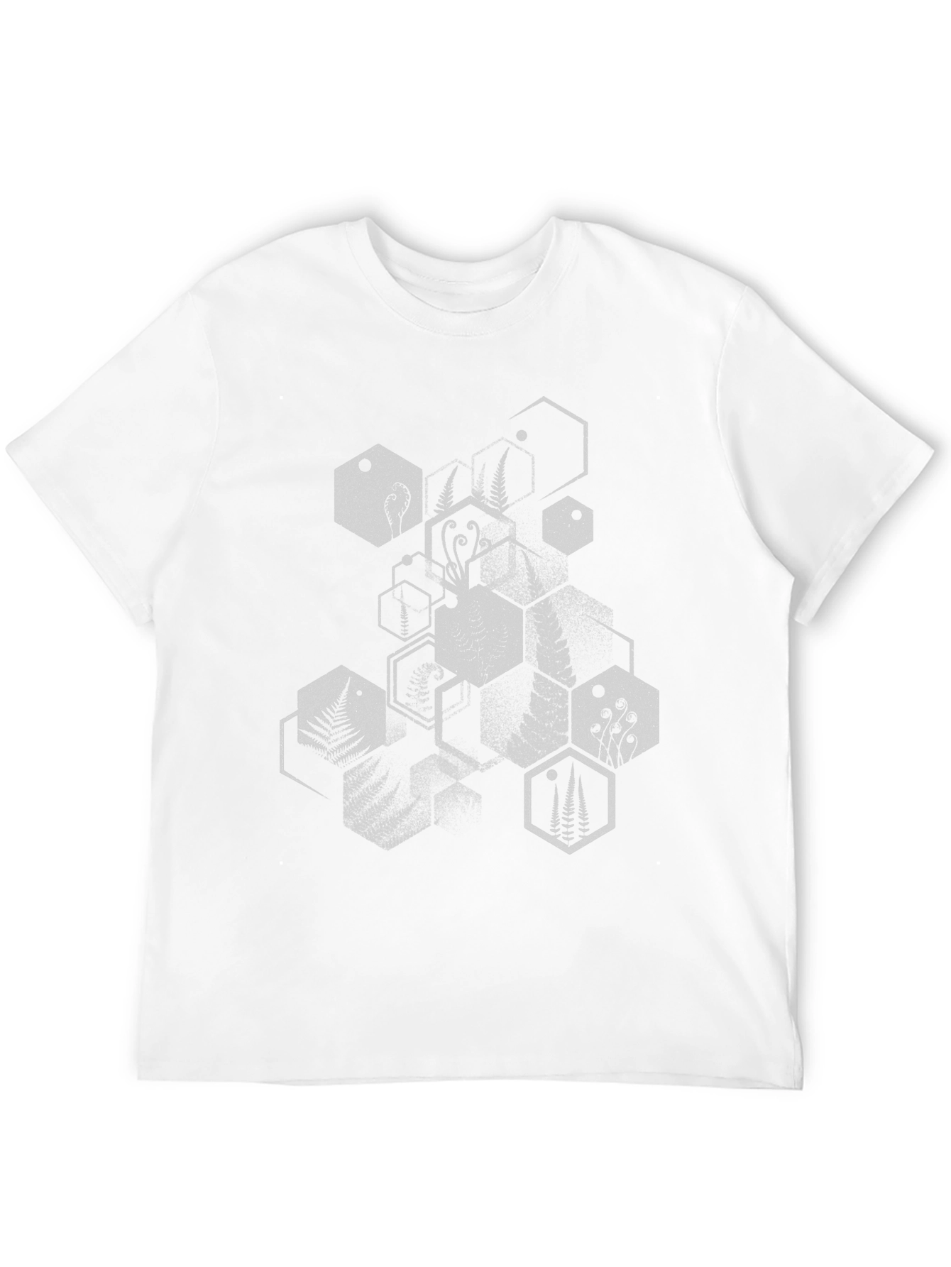 Geometric Fern Print Black T-Shirt