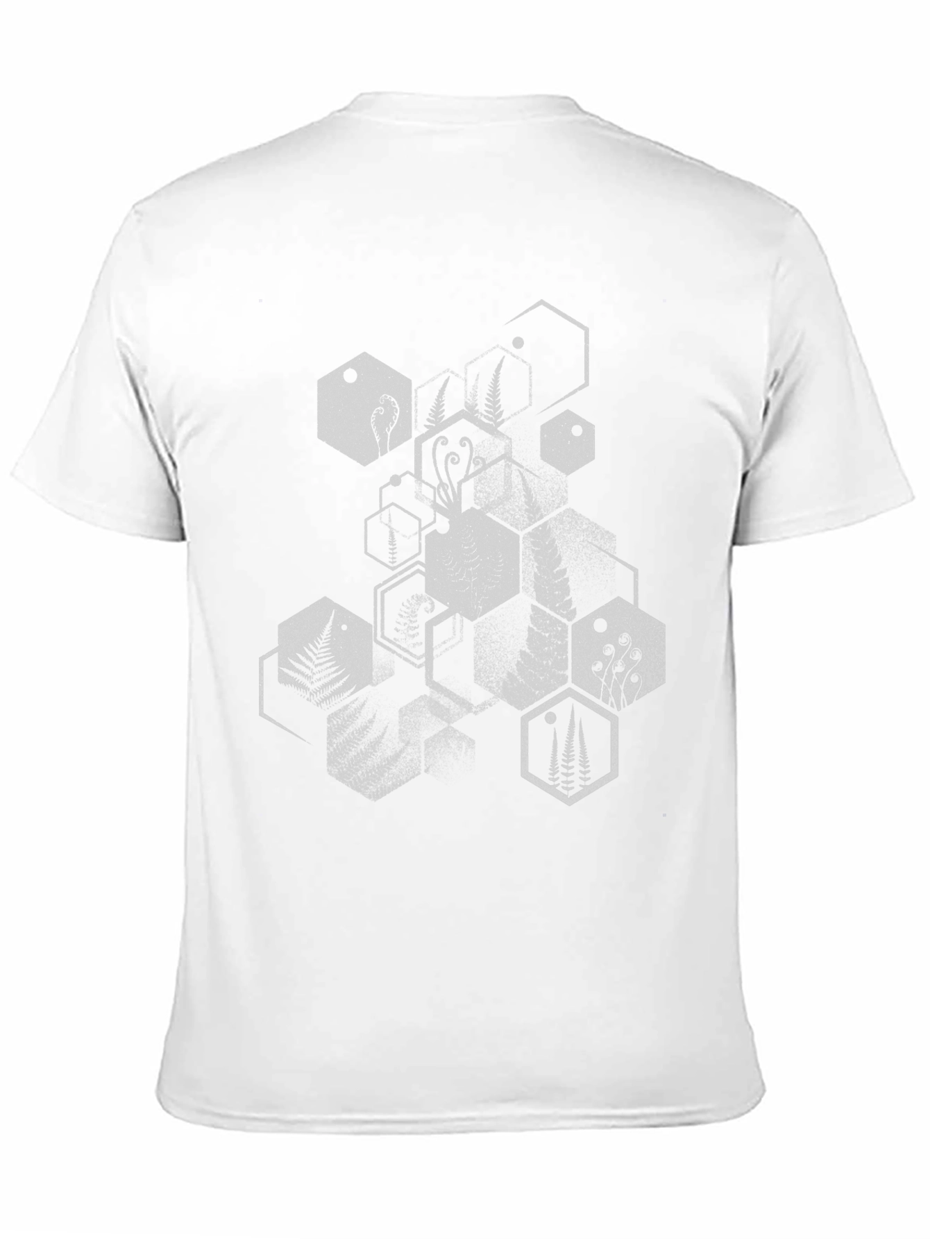 Geometric Fern Print Black T-Shirt