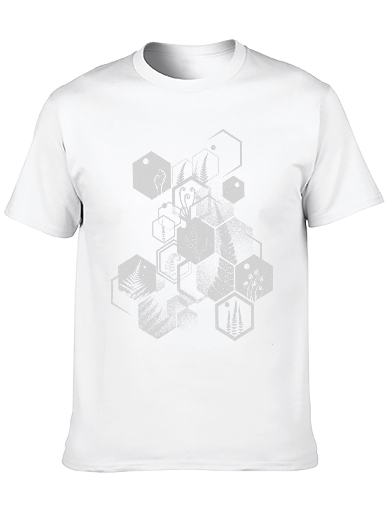 Geometric Fern Print Black T-Shirt
