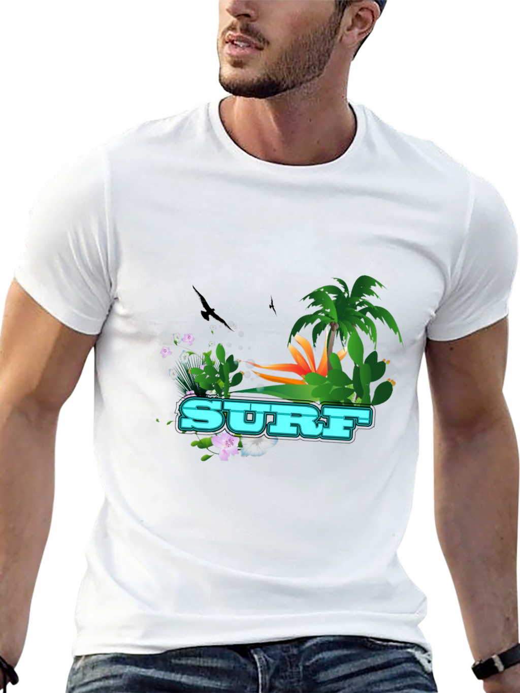Surf Graphic T-Shirt - Tropical Design Tee