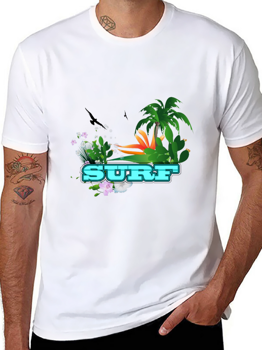 Surf Graphic T-Shirt - Tropical Design Tee