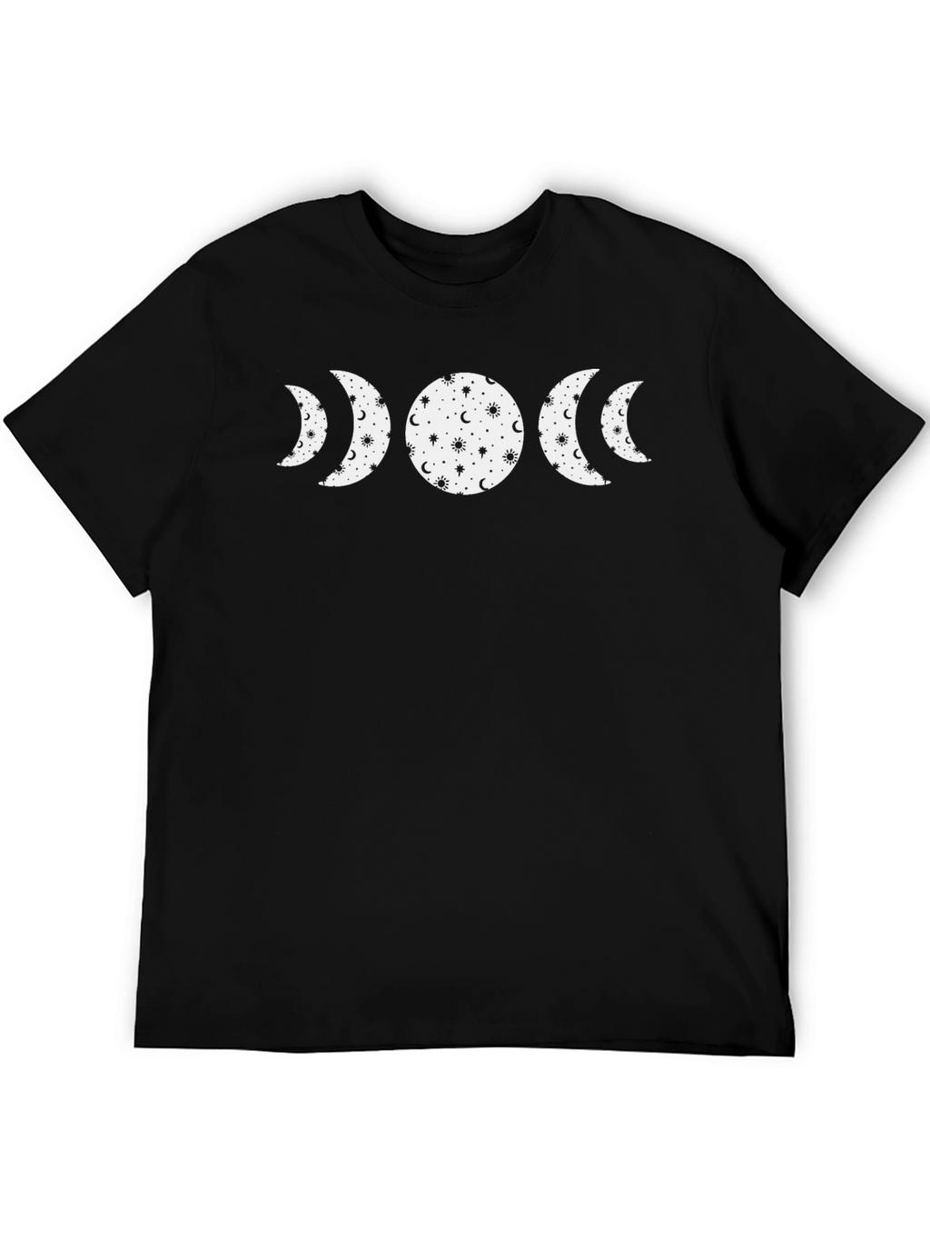 Celestial Moon Phase Graphic Tee - Black Cotton