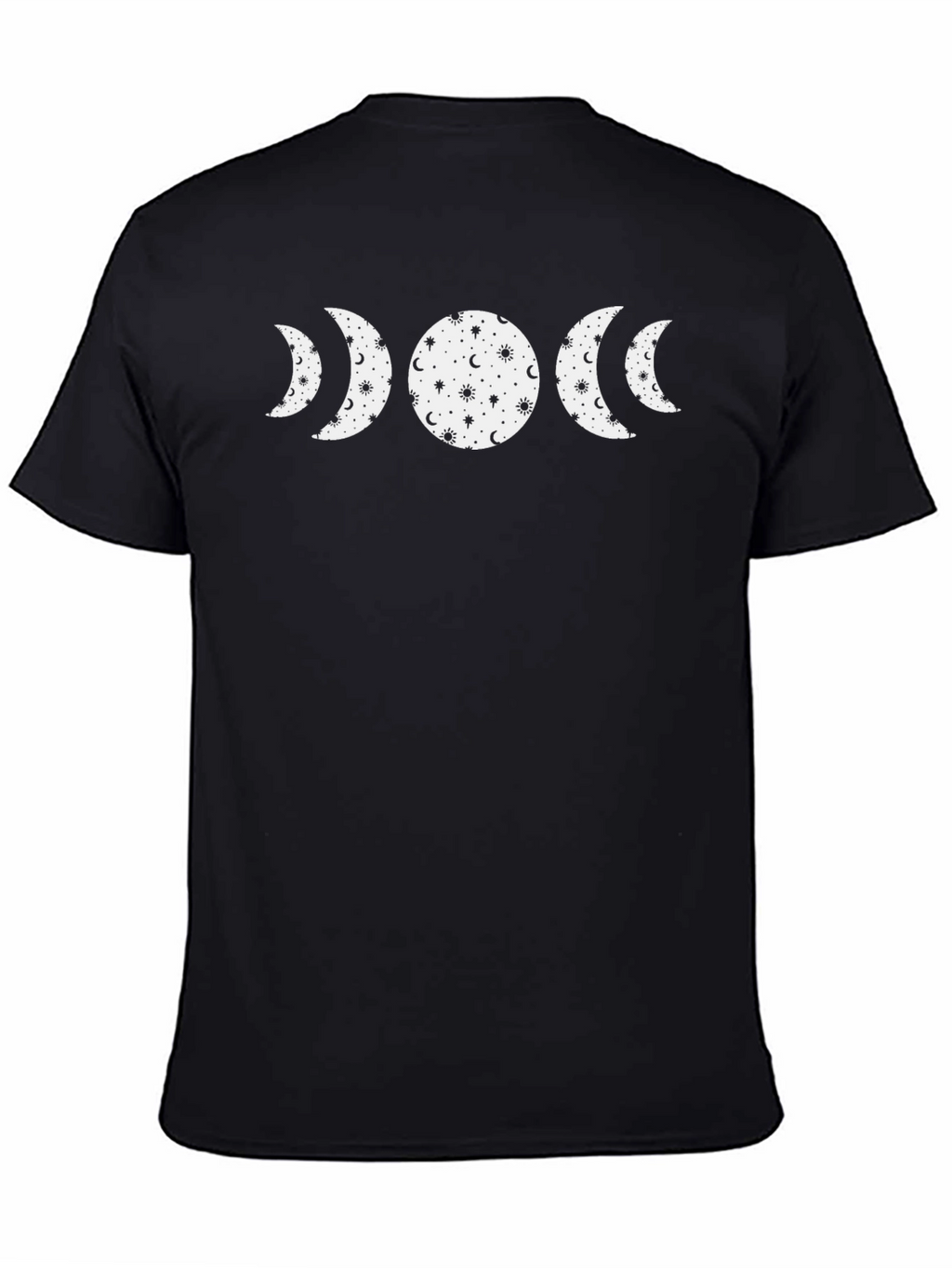 Celestial Moon Phase Graphic Tee - Black Cotton