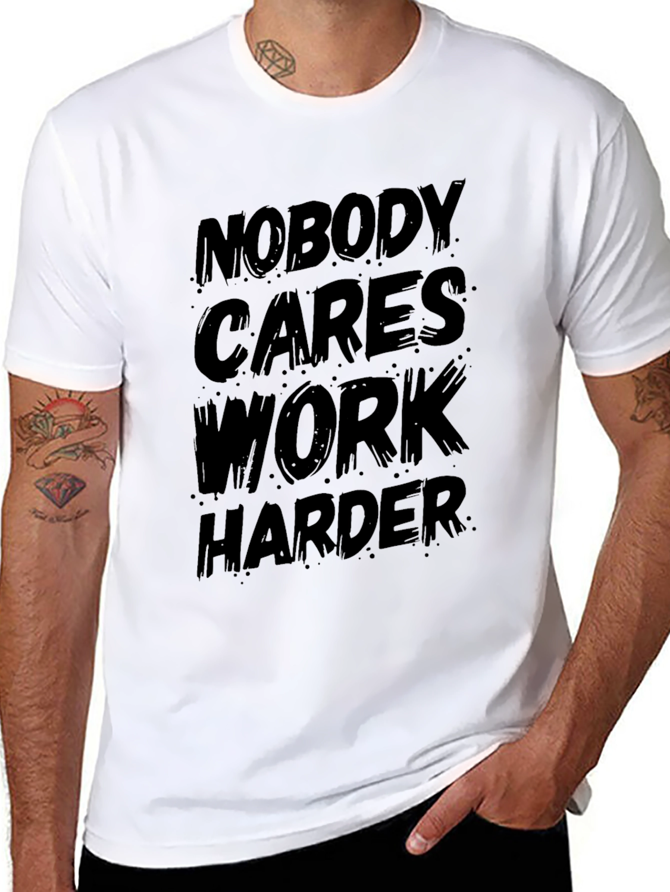 Nobody Cares Work Harder Black Graphic T-Shirt