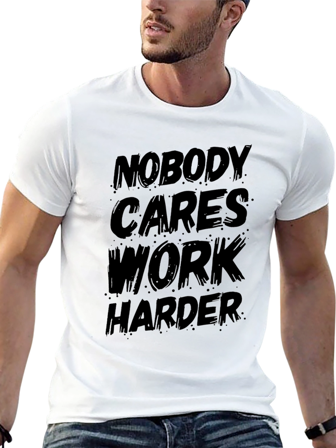 Nobody Cares Work Harder Black Graphic T-Shirt