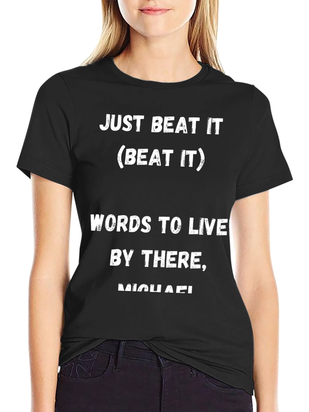 Just Beat It Black Graphic T-Shirt