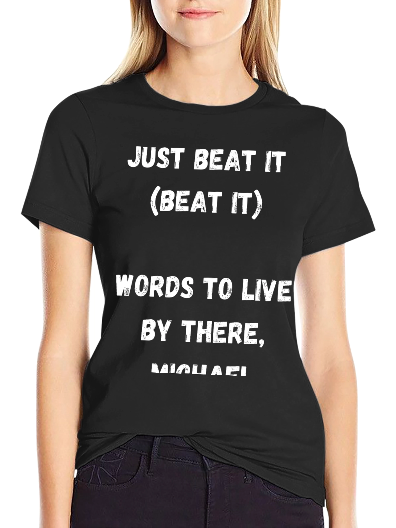 Just Beat It Black Graphic T-Shirt