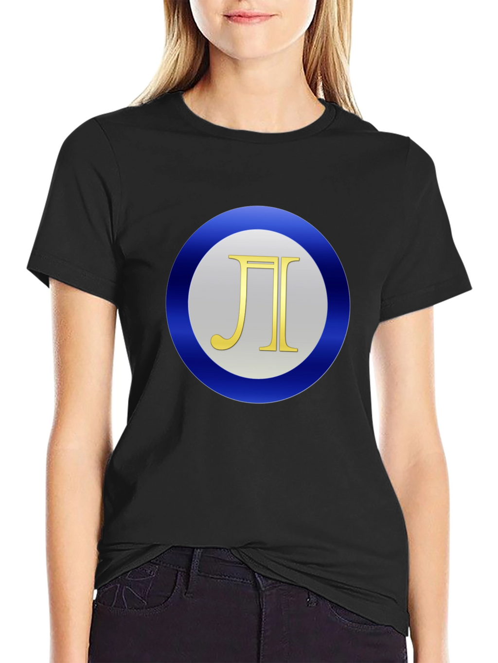 Pi Symbol Graphic Print Black T-Shirt