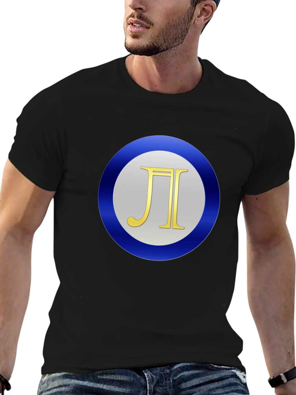 Pi Symbol Graphic Print Black T-Shirt