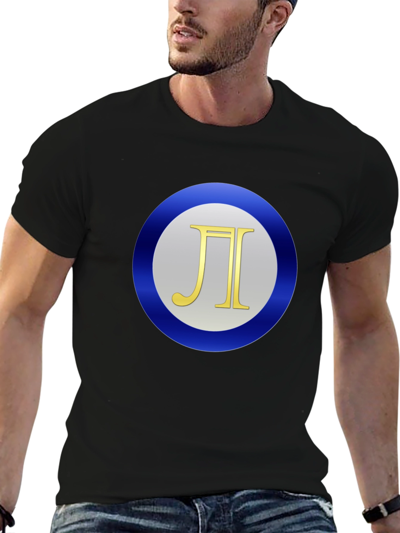 Pi Symbol Graphic Print Black T-Shirt