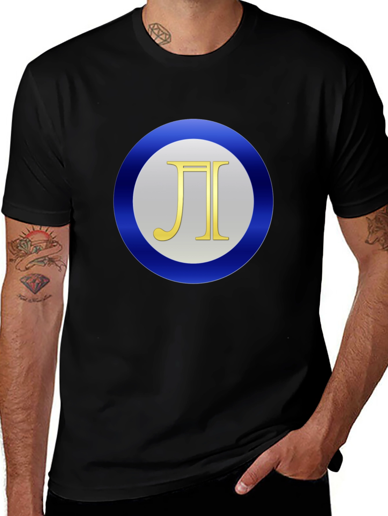 Pi Symbol Graphic Print Black T-Shirt