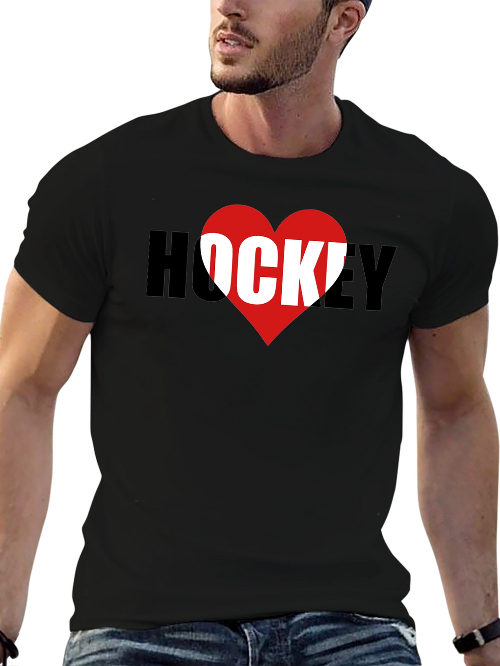 I Heart Hockey Graphic T-Shirt - Black