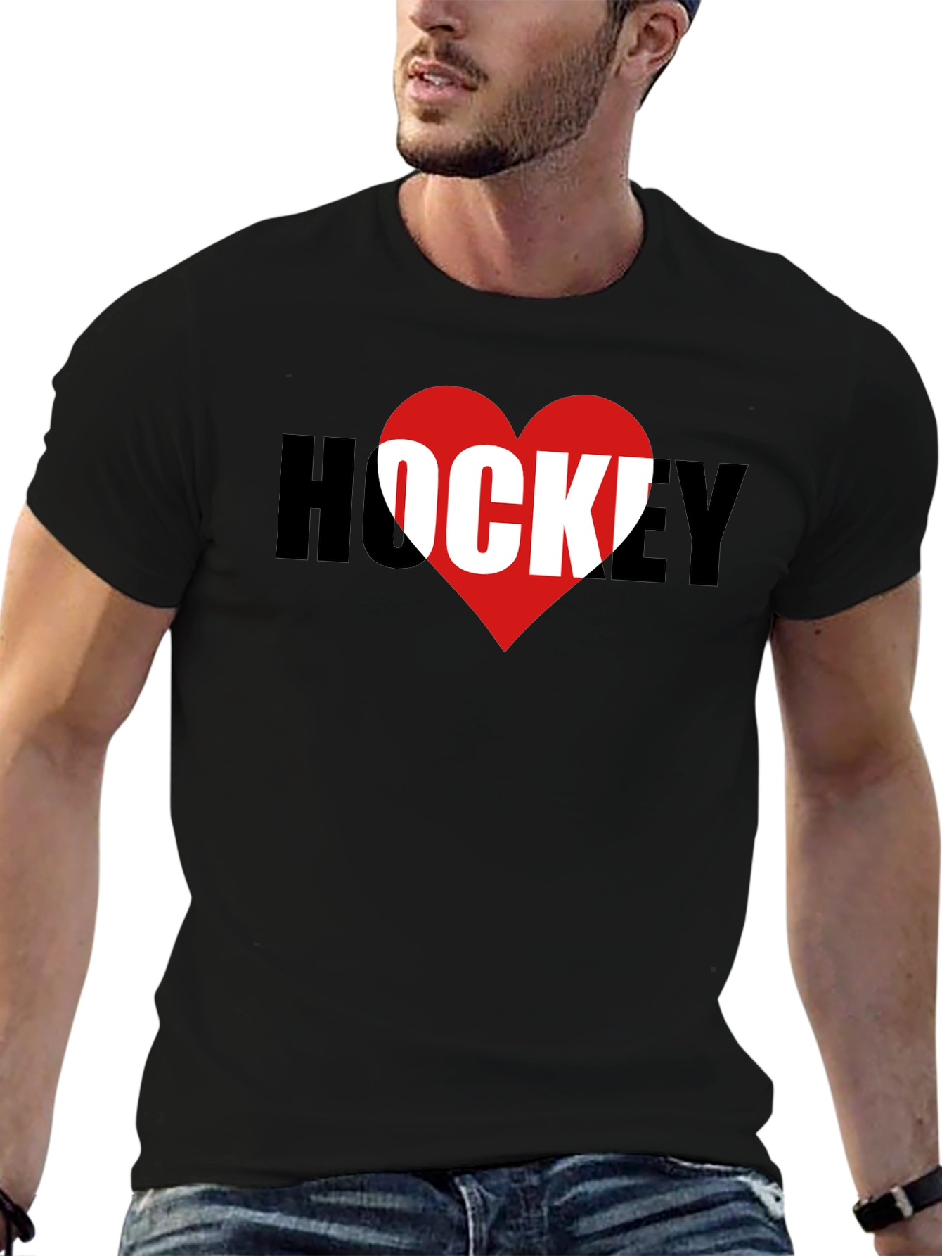 I Heart Hockey Graphic T-Shirt - Black