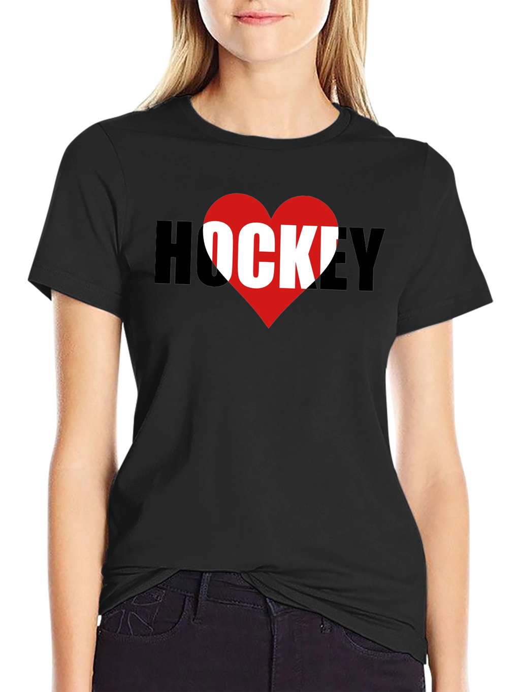 I Heart Hockey Graphic T-Shirt - Black