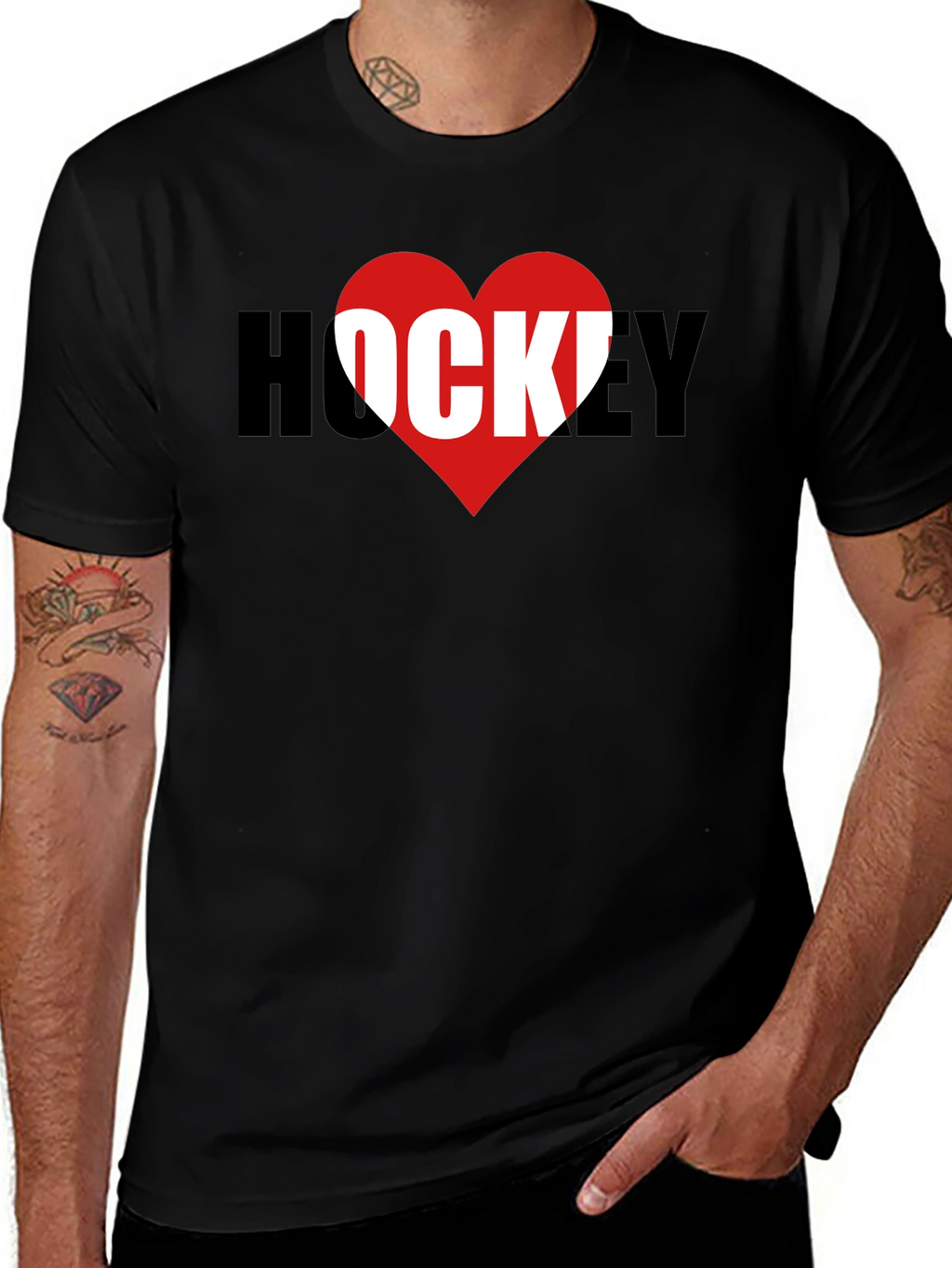 I Heart Hockey Graphic T-Shirt - Black