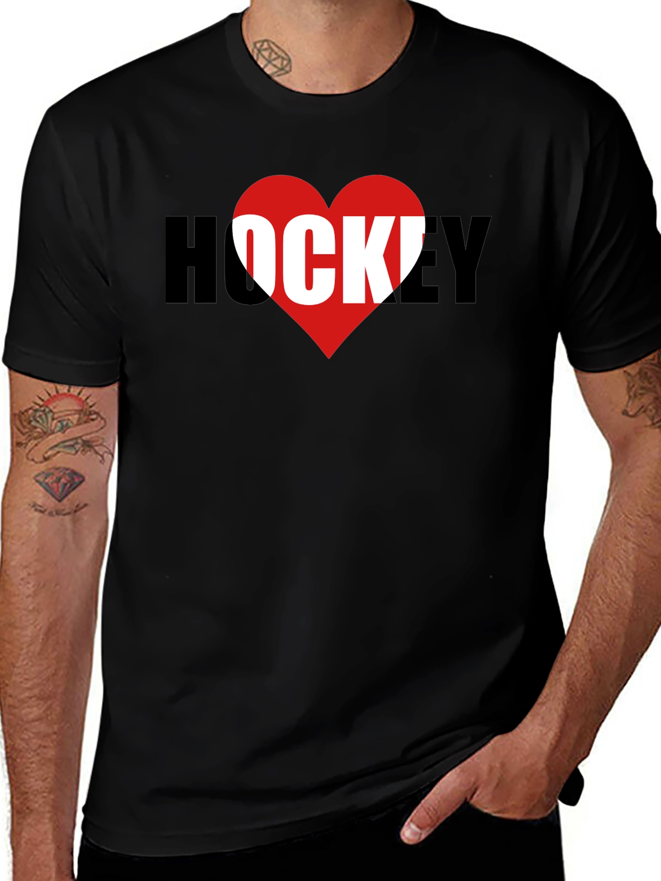 I Heart Hockey Graphic T-Shirt - Black