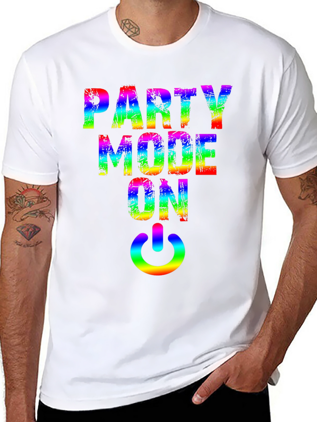 Party Mode On Rainbow Graphic Tee