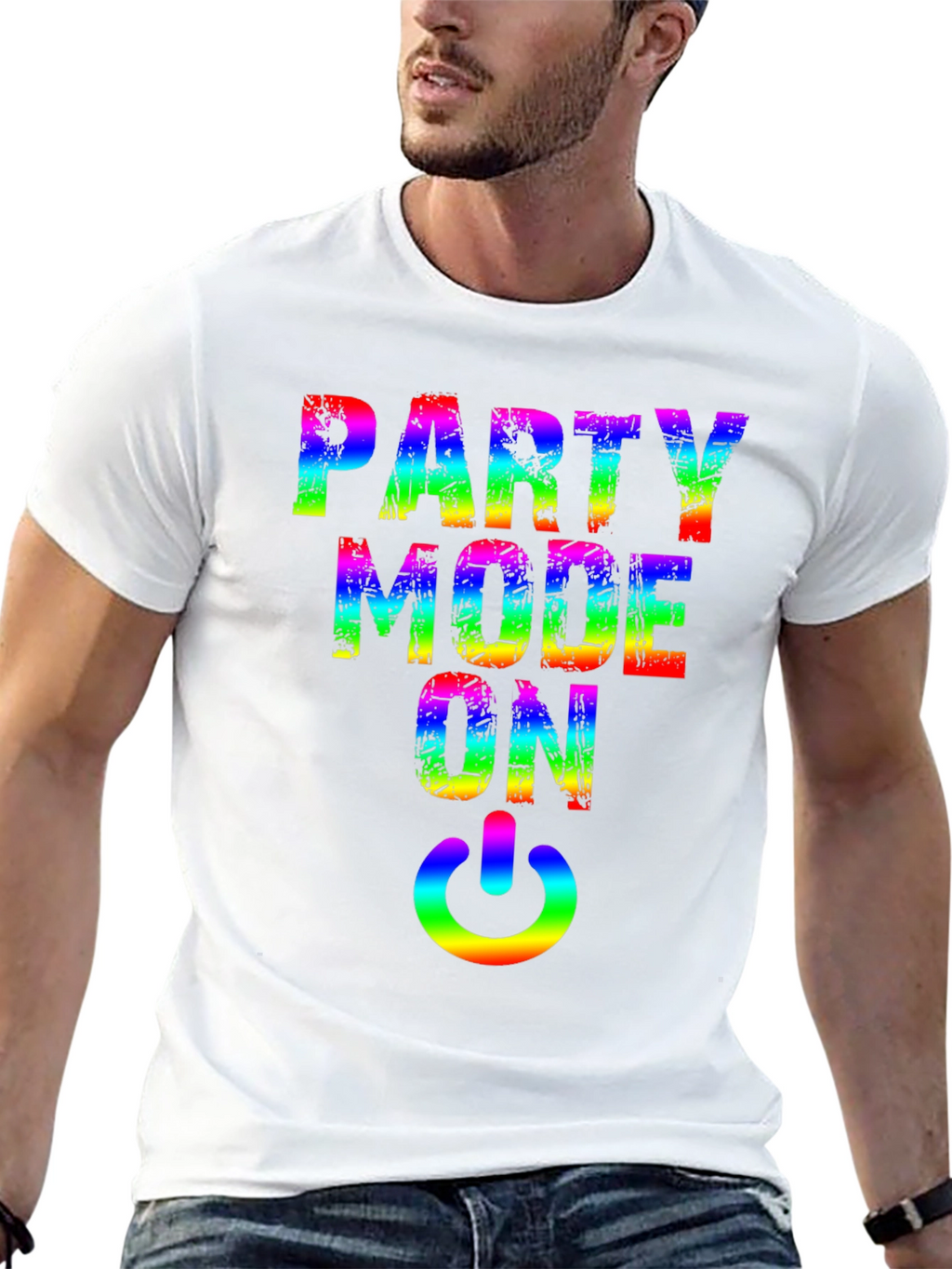 Party Mode On Rainbow Graphic Tee