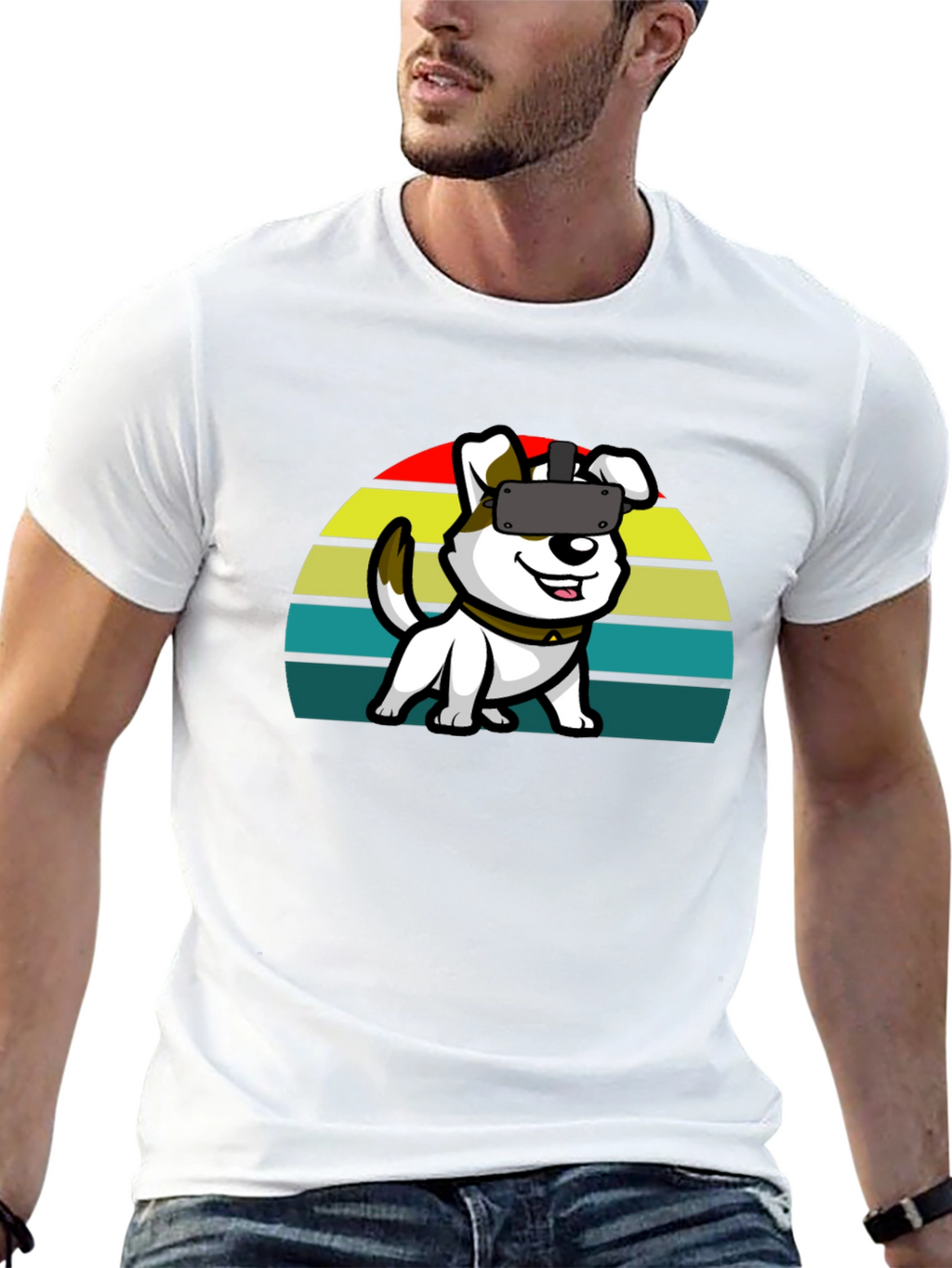 VR Dog Graphic Tee - Black Cotton Comfort