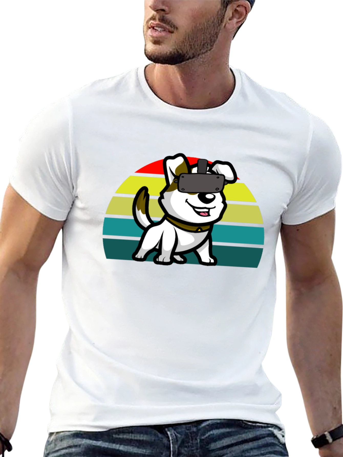 VR Dog Graphic Tee - Black Cotton Comfort