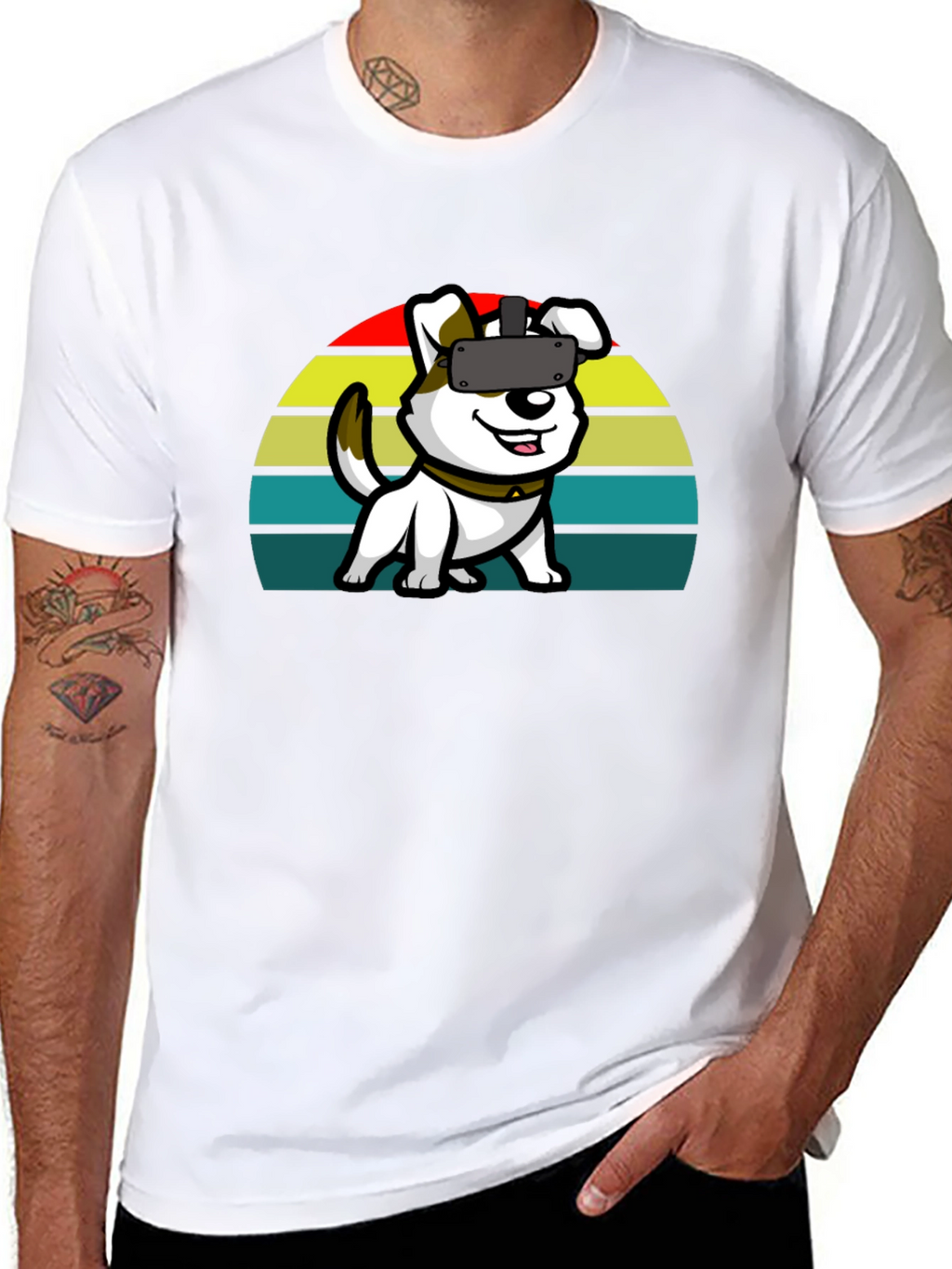 VR Dog Graphic Tee - Black Cotton Comfort