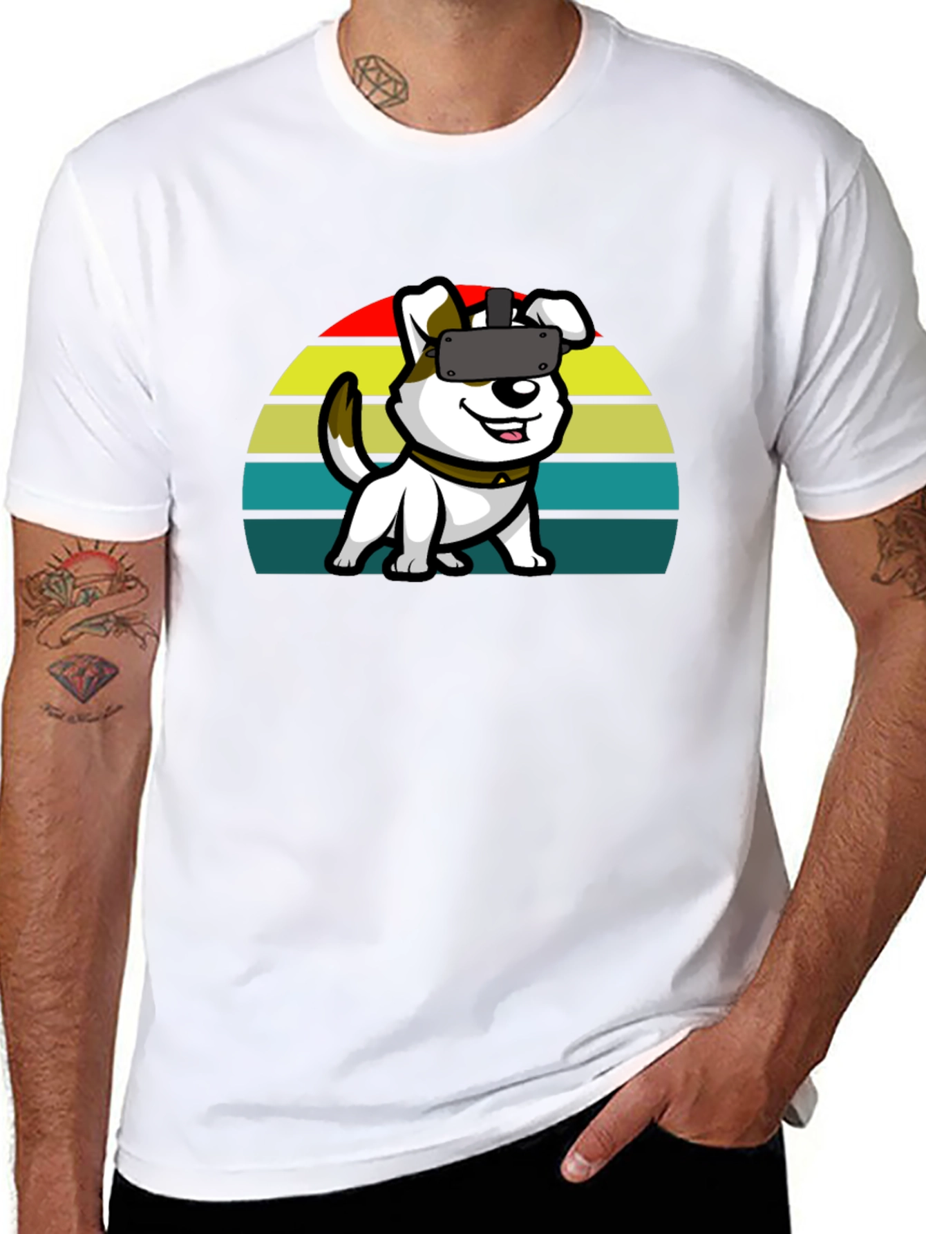VR Dog Graphic Tee - Black Cotton Comfort