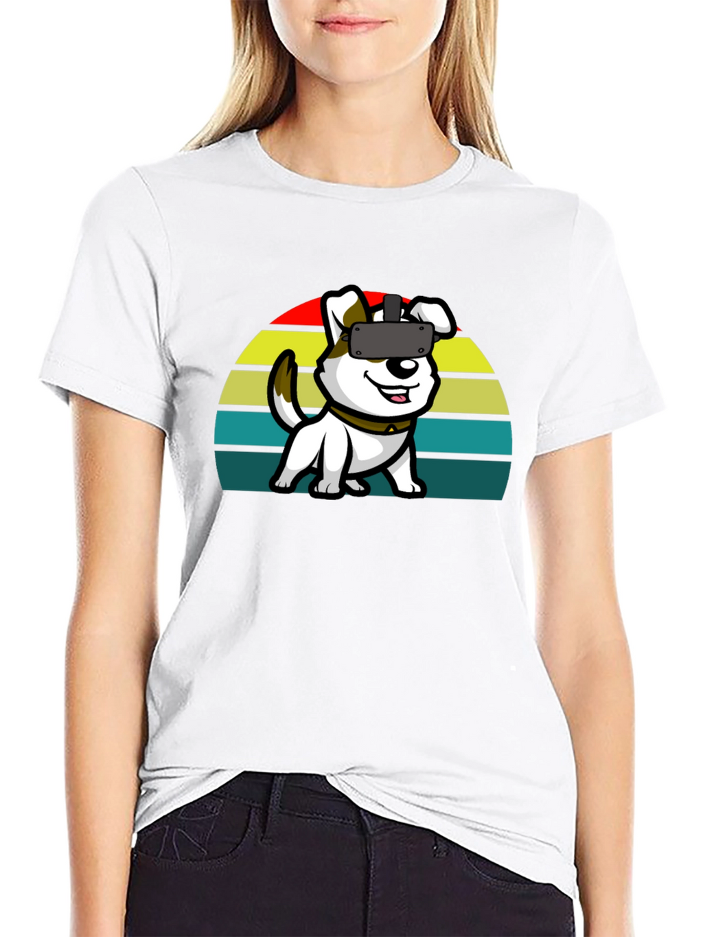 VR Dog Graphic Tee - Black Cotton Comfort