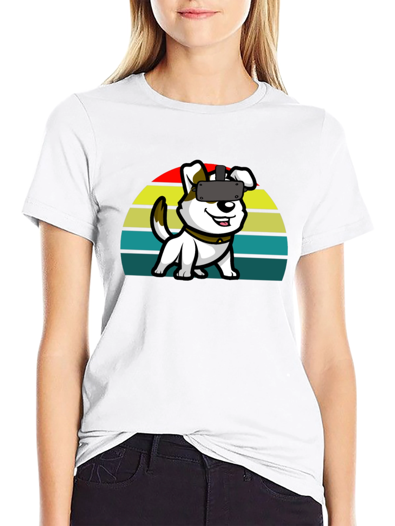 VR Dog Graphic Tee - Black Cotton Comfort