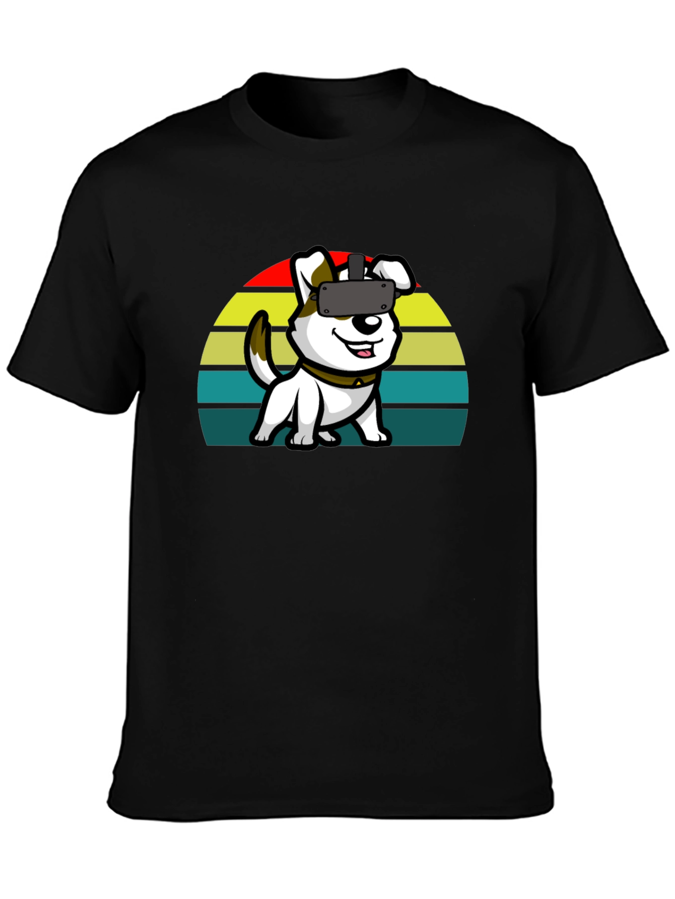 VR Dog Graphic Tee - Black Cotton Comfort