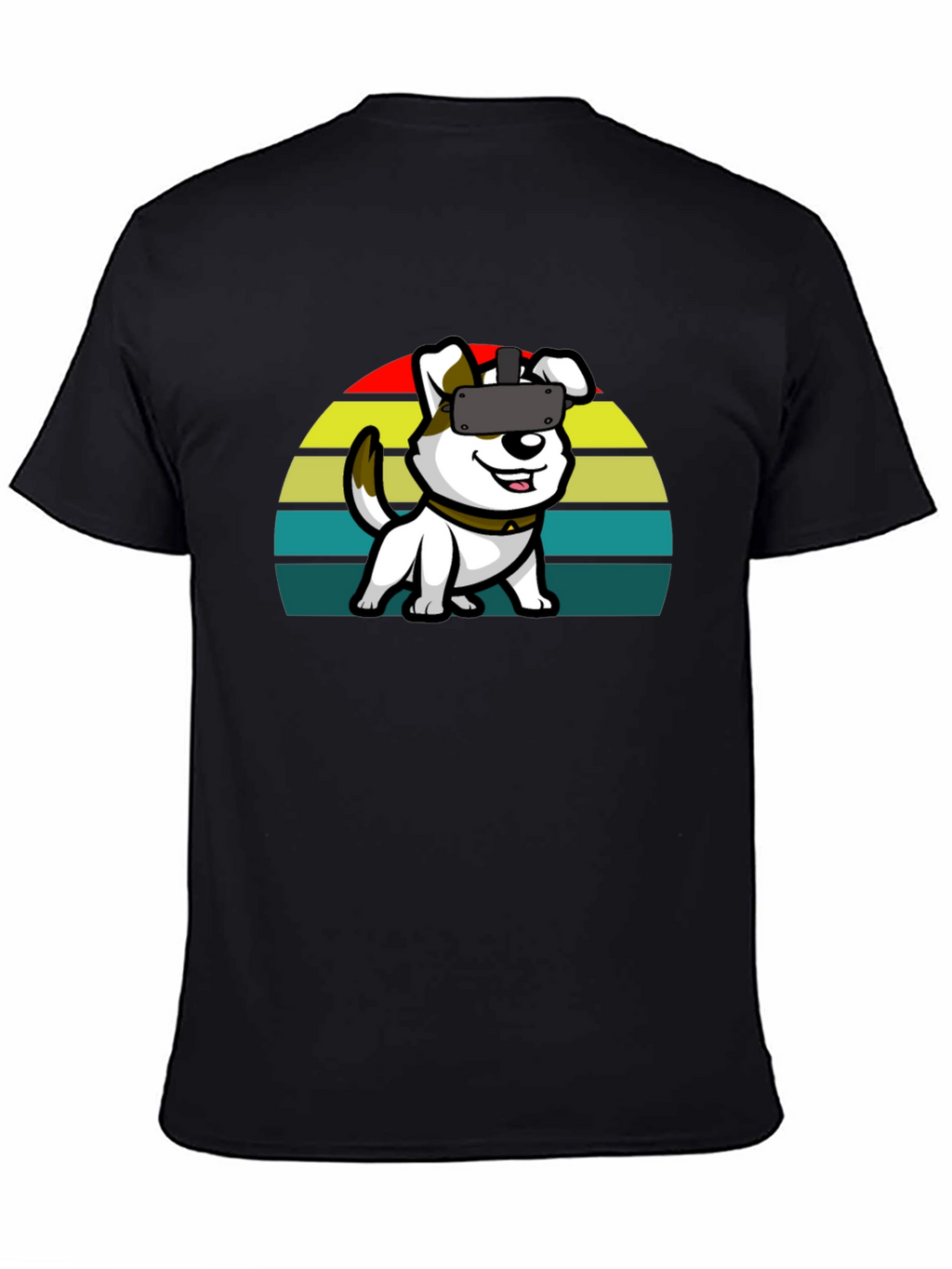 VR Dog Graphic Tee - Black Cotton Comfort